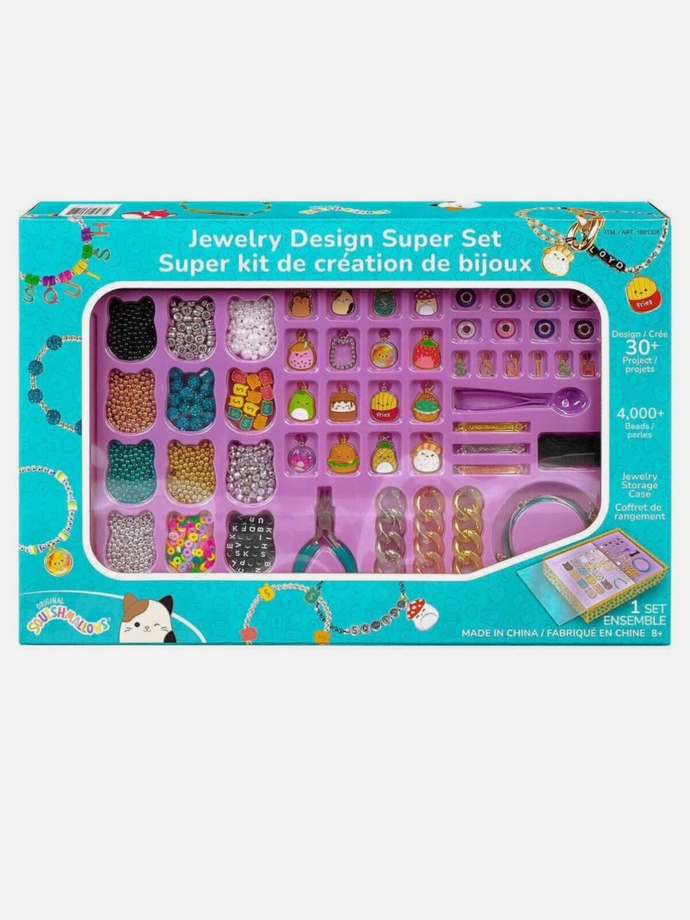 Squishmallows Jewelry Design Set – Pink, Teal, Gold Beads & Charms